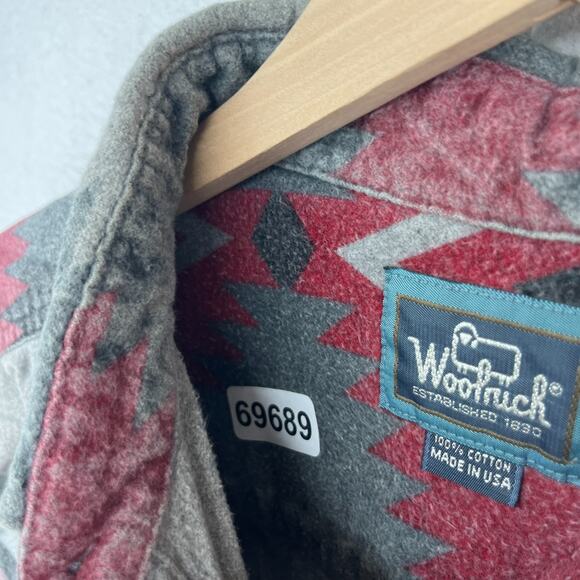 Vintage WOOLRICH Shirt Men XL Flannel Navarro Aztec Southwestern Cotton Gray USA - Picture 14 of 14